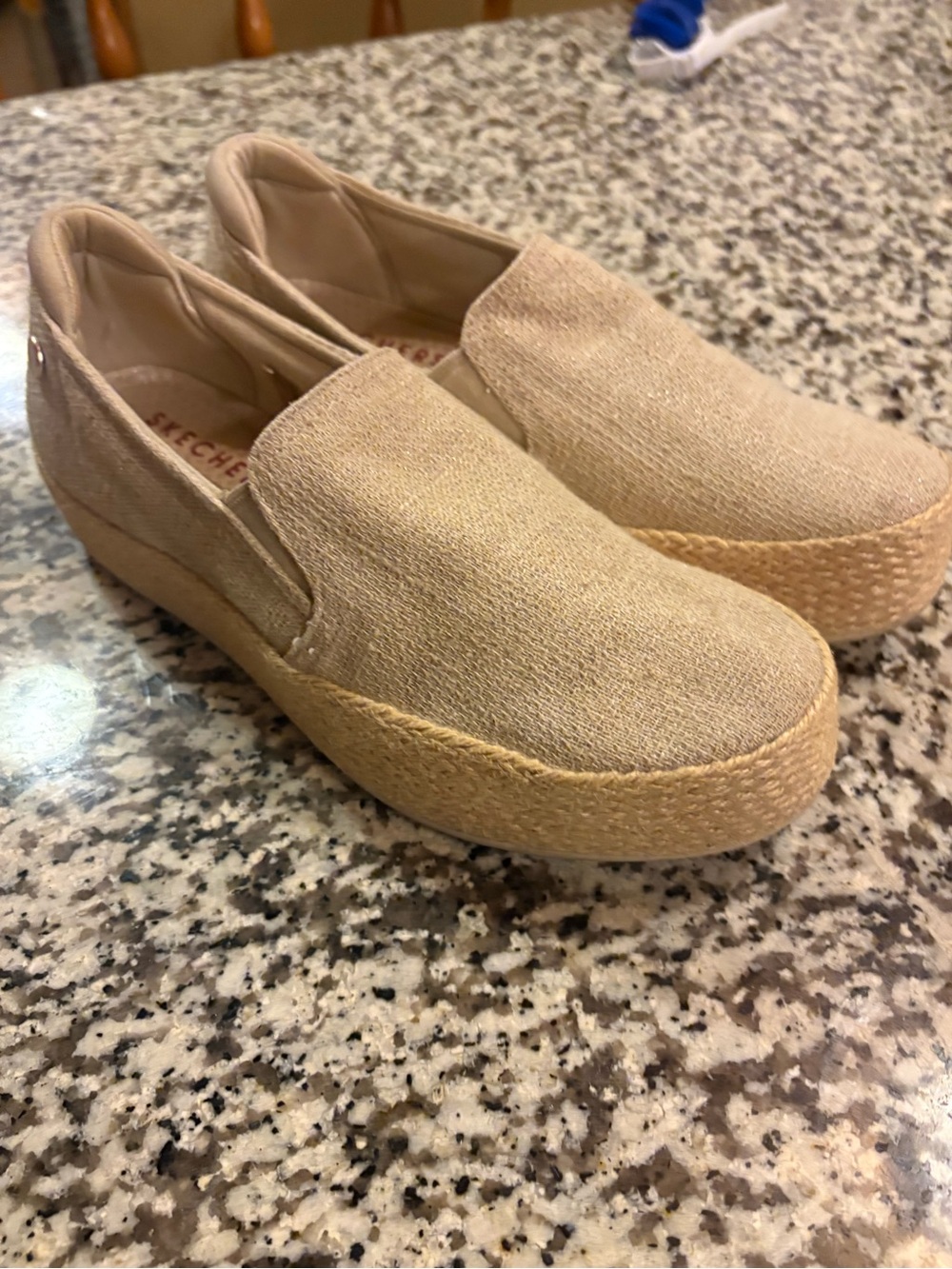 Skechers Beige/Tan Slip-On Platform Espadrille